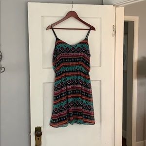 Multi-Colored Patterned Midi Dress